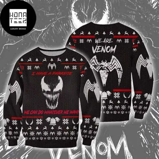 Discover Venom Logo Signature Marvel 2025 Ugly Christmas Sweater