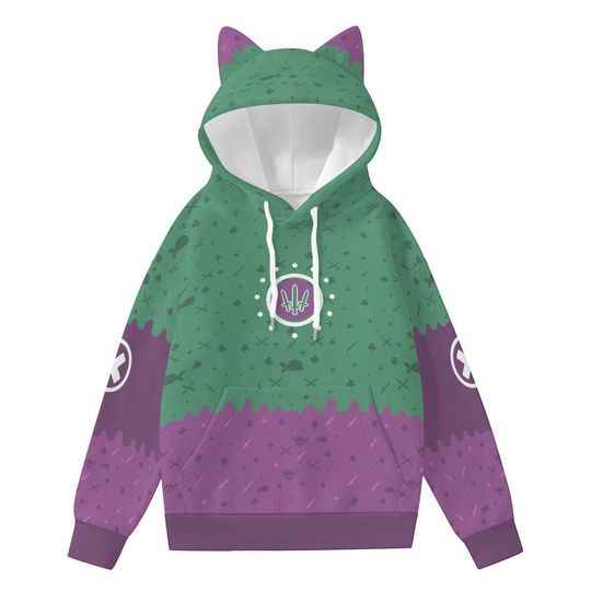 Discover Pastel Cat Ear Hoodie: Harajuku Heart Sword Print, Handmade