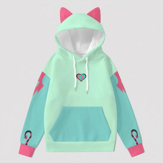 Fizzarolli Cat Ear Hoodie  Helluva Boss Cosplay Hoodie  Demoncore Anime Streetwear  Unisex Cute Gothic Imp Gift for Fans