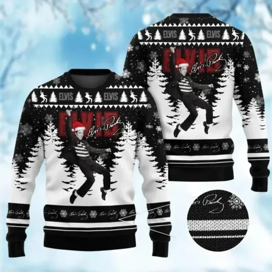 Discover BG Elvis Santa Christmas Sweater, Elvis Presley Ugly Sweater, King Of Rock N Rol
