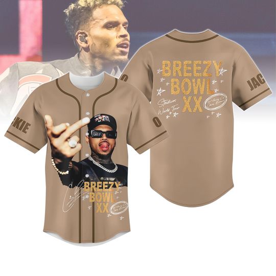 Discover Personalized Chris Brown Breezy Bowl XX Baseball Jersey,  Breezy Bowl Baseball Shirt, Chris Brown Gift, Breezy Bowl XX 2025 Tour Shirt