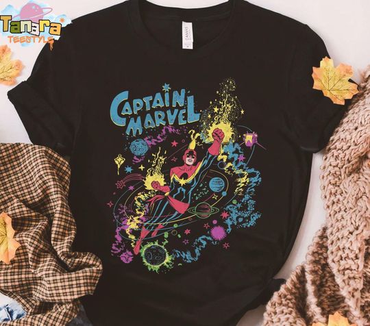 Retro 90s Captain Marvel Shirt, Vintage Sketched Galaxy Flight Shirt, MCU Fans Gift, Marvel Studios, Disneyland Vacation Tee