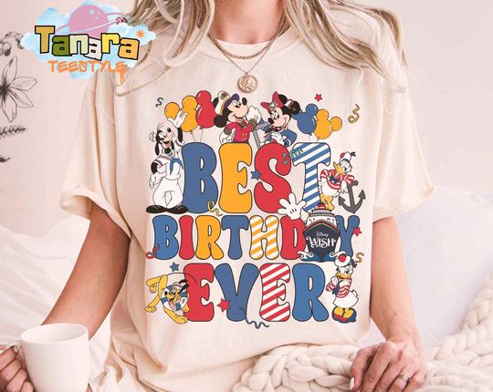 Discover Retro 90s Disney Cruise Line Birthday T-Shirt, Mickey & Friends Birthday Boy Girl Tee, Family Cruise Trip Gift