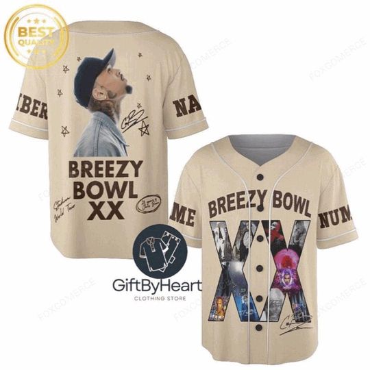 Discover Chris Brown Breezy Bowl XX Baseball Jersey, Retro Tour 2025 Merch