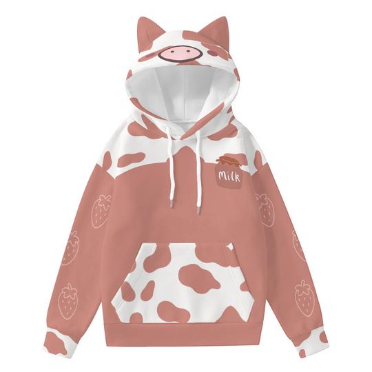 Discover Kawaii Cat Ear Hoodie: Cow Kawaii & Pastel Harajuku Cosplay