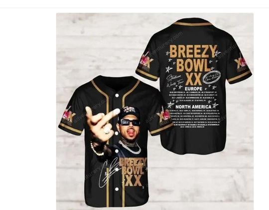 Discover Custom Chris Brown Tour Jersey, Breezy Bowl Baseball Jersey, Breezy Bowl XX 2025