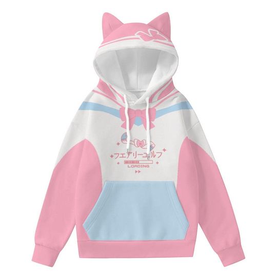Discover Kawaii Cat Ear Hoodie: Pastel Pink & Blue, Harajuku Cosplay