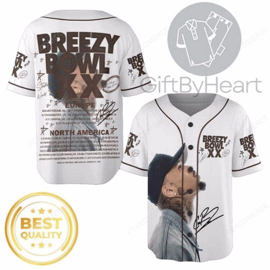 Discover Chris Brown Breezy Bowl XX Tour 2 Sided Baseball Jersey, Fan Gift Merch