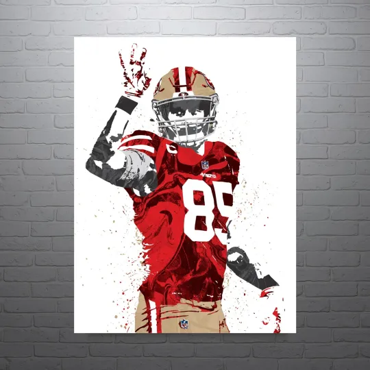 George Kittle San Francisco 49ers Poster, Premium Matte Vertical Sports Print for Man Cave