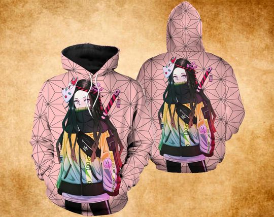 Discover Anime Kamado neko 3D Hoodie, Lover Kamado neko 3D Hoodie, demon 3D Hoodie, Anime Hoodie 3D, Gift For Fan.