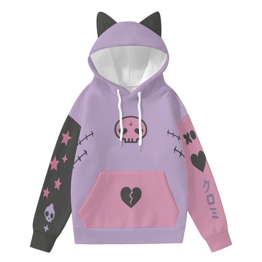 Discover Skull Hoodie - Cute Gothic Hoodie - Kawaii Cosplay Hoodie - Pastel Goth Aesthetic - Harajuku Style Sweater - Alt Girl Fashion