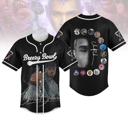 Discover Chris Brown XX 2025 Baseball Shirt, Chris Brown 1111 Tour Shirt, Chris Brown Breezy Bowl Baseball Jersey, Chris Brown Merch Jersey