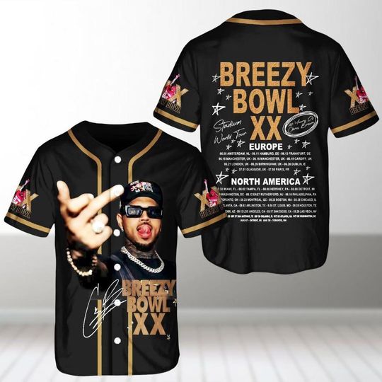 Personalized Breezy Bowl Baseball Jersey, Custom Chris Brown Tour Jersey, Chris Brown Fan, Breezy Bowl XX 2025 Shirt, Chris Brown Jersey