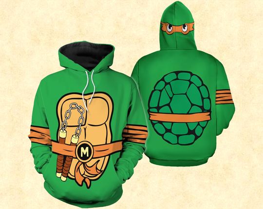 Halloween Michelangelo Turtle Hoodie 3D, Lover Ninja Turtle Hoodie, Costume Ninja Turtle Hoodie, Movie Hoodie, Gift For Fan.