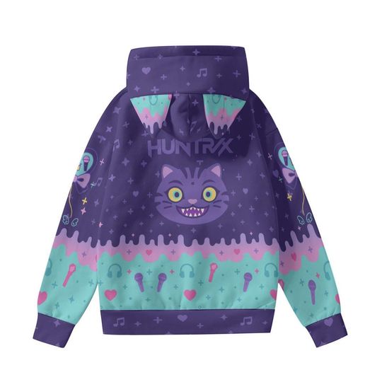 Kawaii Derpy Tiger  Pastel Blue Cat Ear Hoodie: Handmade Anime Streetwear