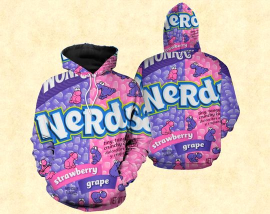 Chocolate Candy Nerds Group Halloween Hoodie 3D, Lover Nerds Candy Hoodie, Strawberry Grape Hoodie, Nerds Candy Halloween Hoodie