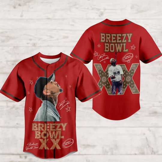 Discover Breezy Bowl XX Baseball Jersey, Chris Brown Tour Jersey Shirt, Chris Brown Baseball Shirt, Breezy Bowl Merch