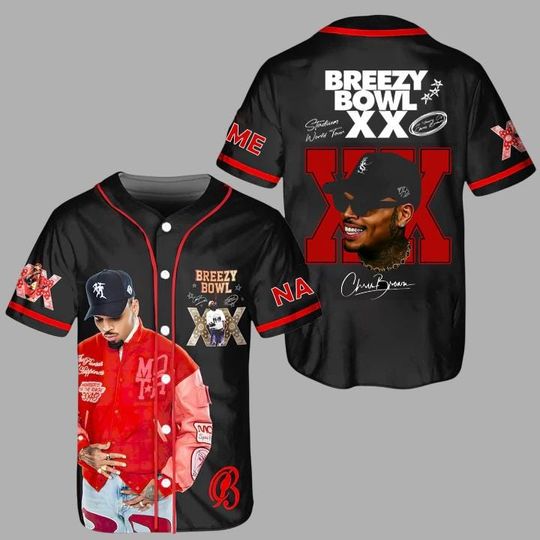 Discover Personalized Chris Brown Breezy Bowl XX Jersey, Chris Brown Baseball Jersey,  Breezy Bowl XX Shirt, Breezy Bowl 2025 Tee, Chris Brown Shirt