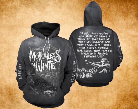 Discover Vintage Motionless In White Hoodie 3D, Lover Motionless In White Hoodie, Band Music Hoodie Gift For Fan.