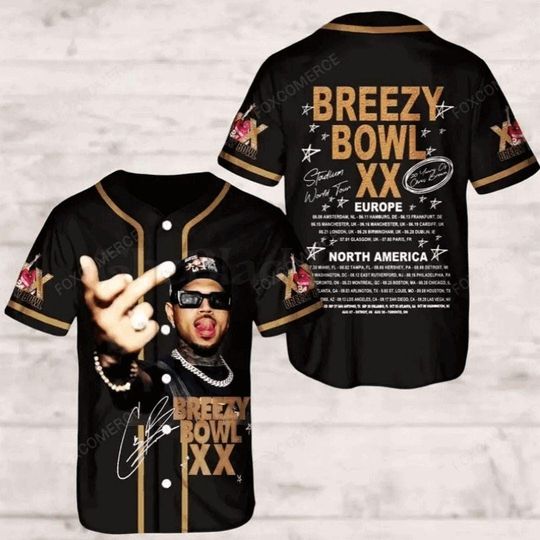 Discover Custom Chris Brown Tour Jersey, Breezy Bowl Baseball Jersey, Breezy Bowl XX 2025