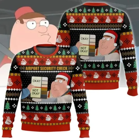 BG Family Guy Meme Security Check Christmas Ugly Sweater, Funny Airport Security