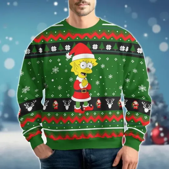 Discover BG Christmas Lisa Simpson Ugly Sweater, The Simpsons Holiday Sweater