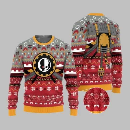 Discover 2025 Christmas Warhammer Adeptus Mechanicus Iconic Ugly Sweater