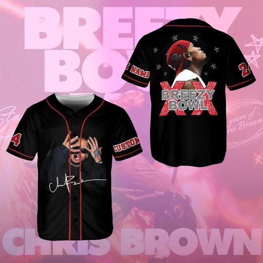 Chris Brown Jersey, Chris Brown Breezy Bowl XX Tour Baseball Shirt, Chris Brown 2025 Breezy Bowl Tour XX Jersey, Chris Brown Tour Jersey