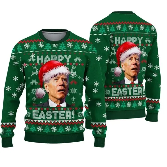 Santa President Merry 4th Of Easter Ugly Christmas Sweater