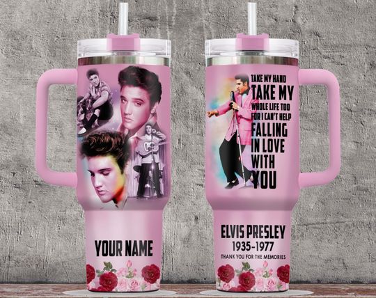 Custom Funny Elvis Presley 40oz Tumbler With Handle, Lover Elvis Presley Tumbler, Music Tumbler