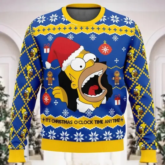 Discover BG Christmas Simpsons Ugly Sweater, Santa Homer Christmas Sweater, Family Christ
