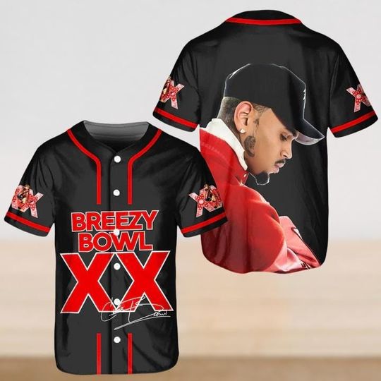 Discover Chris Brown Breezy Bowl XX Baseball Jersey Shirt, Chris Brown Tour Jersey, Chris Brown Baseball Shirt, Music Concert Shirt, Hip Hop Fan