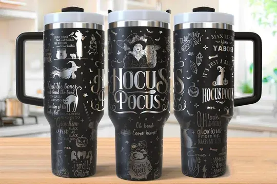 Discover Retro Hocus Pocus Movies 40oz Tumbler With Handle, Hocus Pocus Halloween Tumbler, Happy Halloween Tumbler