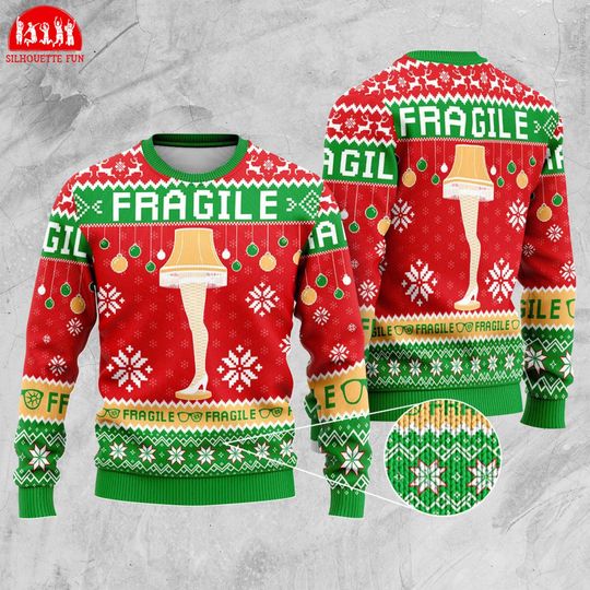 A Christmas Story Ugly Christmas Sweater, Christmas Story Leg Lamp Fragile Christmas