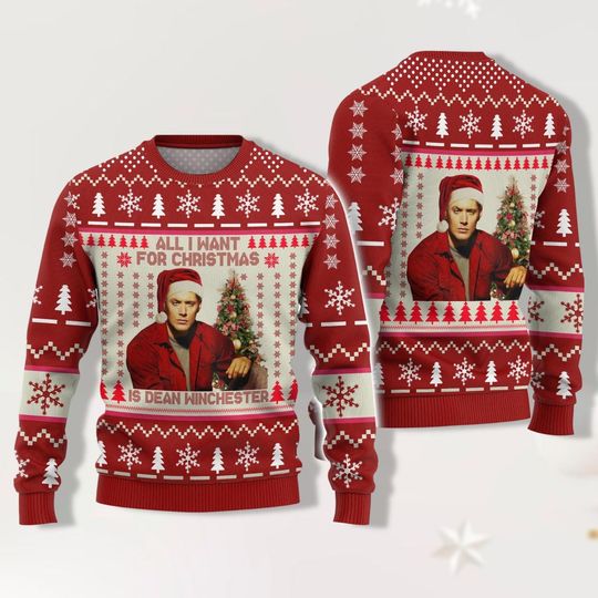 Christmas Dean Winchester Ugly Sweater, Supernatural Xmas Sweater, Winchester Brothers Sweater, Gift For Woman and Man Unisex Sweater