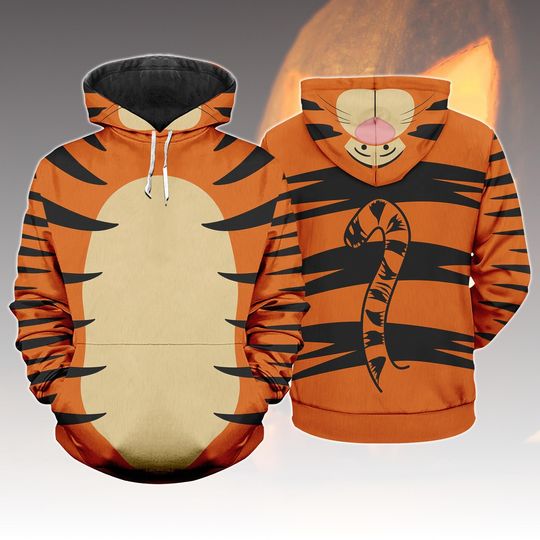 Discover Disney Tigger Costume Hoodie, Winnie The Pooh Cosplay Shirt, Cute Tiger Halloween Unisex Sweatshirt, Funny Disney Gift Idea