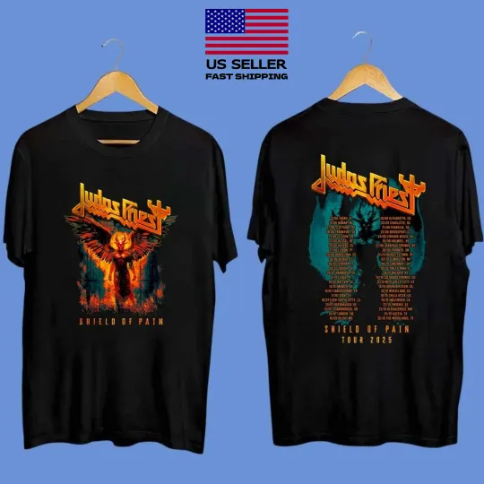 Discover Judas Priest Shield Of Pain Tour 2025 Winged Demon Two Sided T-Shirt