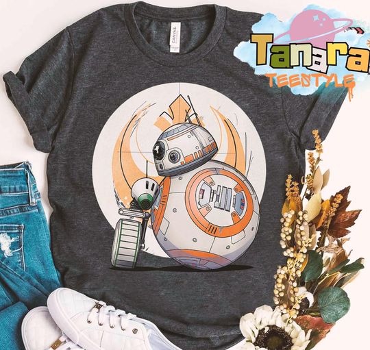 Discover Retro 90s Star Wars BB-8 and D-O Droid Tee, Crop Top, The Rise of Skywalker Collection, Perfect for Star Wars Fans, Droid BFF Gift