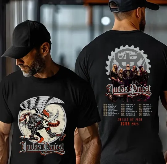 Discover Judas Priest Shield Of Pain Tour 2025 Winged Demon 2sided Shirt