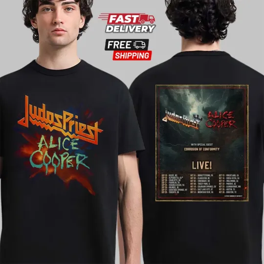 Discover Judas Priest And Alice Cooper North American Tour Date 2025 2Sided T-Shirt