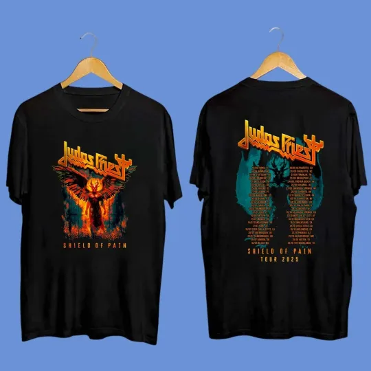 Discover Judas Priest Shield Of Pain Tour 2025 Winged Demon Two Sided Unisex T-Shirt
