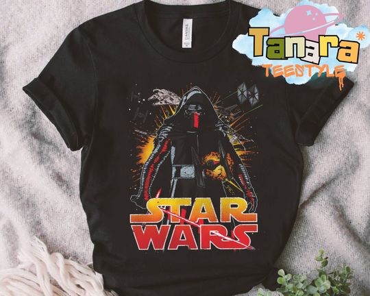 Discover Disney The Force Awakens Kylo Ren Tee, Crop Top, Fighter Portrait Design, Galaxy's Edge Collection, Perfect Star Wars Gift,Retro Style Shirt