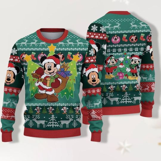 Discover Mickey Very Merry Christmas Ugly Sweater, Mickey and Minnie Christmas Sweater, Family Christmas, Disneyland Xmas Family Holiday Shirt