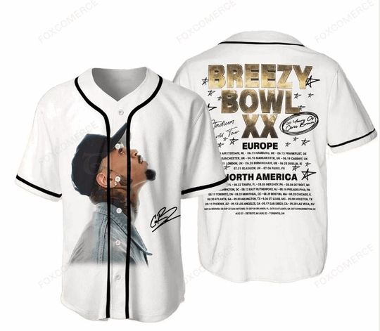 Discover Chris Brown Tour 2025 Shirt, Breezy Bowl XX Jersey, Unisex Graphic T-shirt