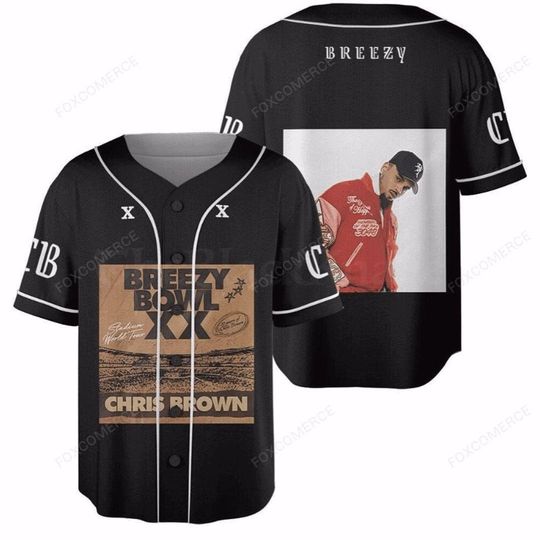 2025 Chris Brown Breezy Bowl XX Tour Baseball Jersey, Album Graphic Fan Gift Merch