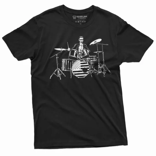 Abraham Lincoln Drummer T-Shirt USA Flag Patriotic Tee