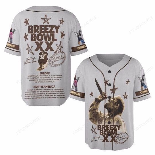 Discover Chris Brown Breezy Bowl XX Baseball Jersey, Breezy Bowl Tour 2025 Shirt