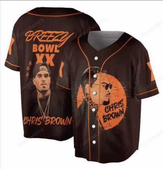 Discover Vintage Rapper Chris Brown Breezy Bowl XX Tour Baseball Jersey