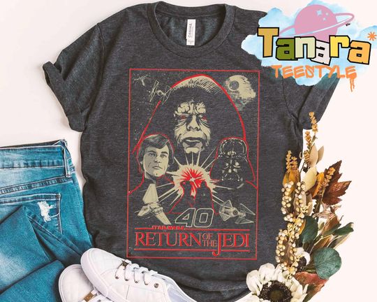 Retro 80s Return of the Jedi Anniversary Tee, Star Wars Day Shirt, Galaxy's Edge Disney Gift, Vintage Movie Collection, Family Holiday