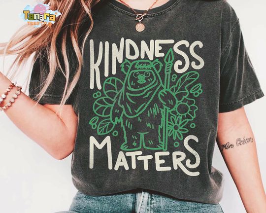Star Wars Earth Day Ewok Endor Outline Kindness Matters T-Shirt, Galaxy's Edge Trip Gift, Family Birthday Present